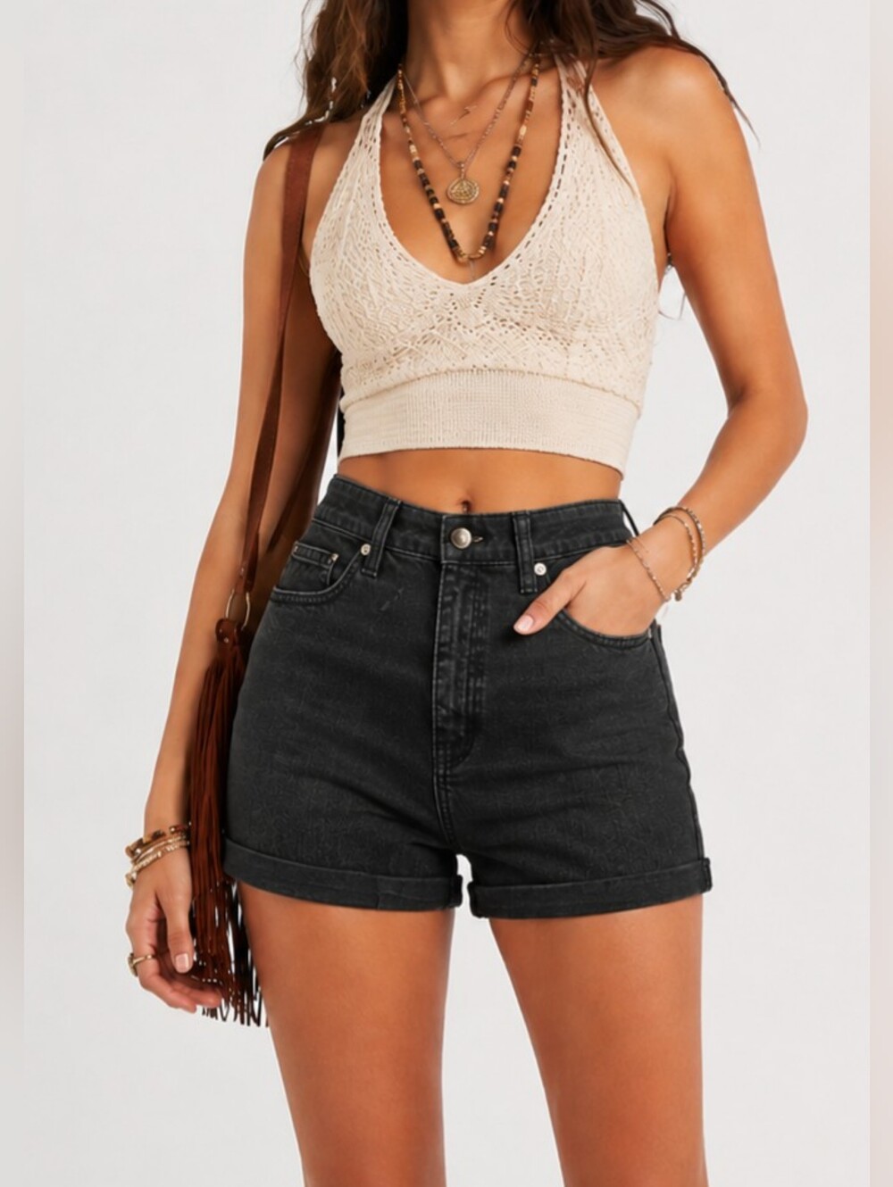Wild Fable Highest Rise Black Washed Denim Shorts Size 8/29R